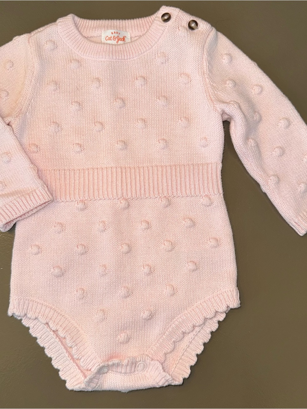 Cat & Jack Baby Girls' Bobble Pink Sweater Romper - Size 3-6 Months